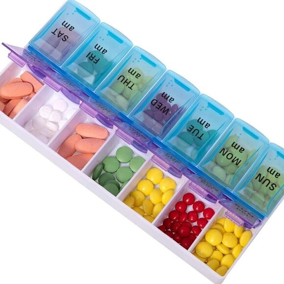 2PCs Weekly Pill Box Organizer 7 Day AMPM Organizer Case Medicine Removable Pill - Picture 5 of 5